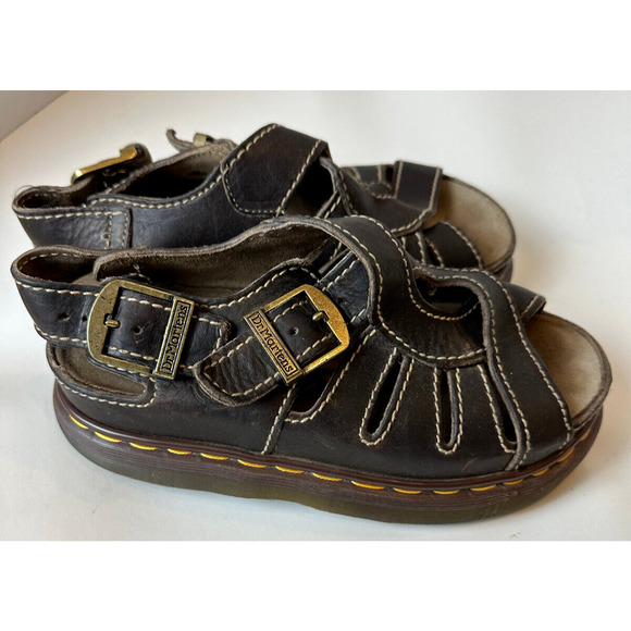 Dr. Martens Shoes - '90s Y2K Vtg Doc Dr Martens Platform Fisherman Sandals Brown Size 7 England Made